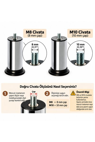 Generic Brand Picior de bază pentru pat, plastic, 12cm, filet M8 (4 bucăți)