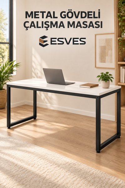 esves Metal Ayaklı Çalışma ve Bilgisayar Masası 160 × 60 × 75 cm