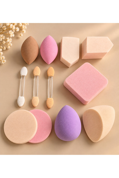 MİLANO BEAUTYS 13 Piece Makeup Sponge Set with Jar Box