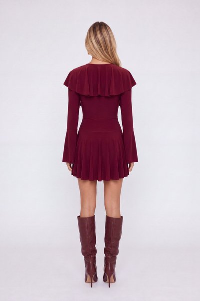 HOLLY LOLLY Rochie Mini Yolanthe cu volane Burgundy