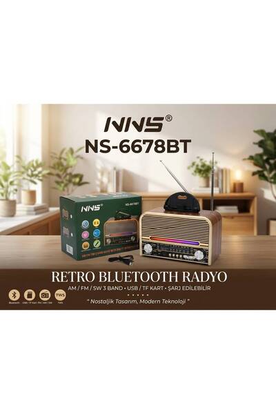 Premio NS-6678 Retro, Nostaljik, Ahşap LED Işıklı Müzik Seti Fm Radyo USB Mp3...
