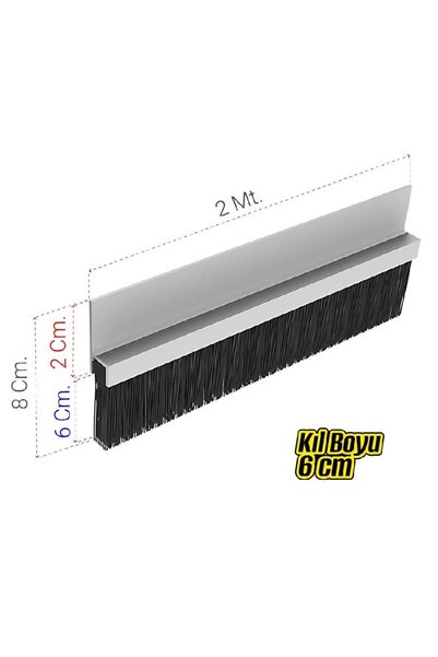 MEEPO Under Door Aluminum H-Type Dust Brush 6cm Bristle Length 2 Meters Long 2 Pieces