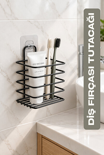 BEYZANA Yapışkanlı Dekoratif Diş Fırçası Tutacağı, Pratik Banyo Organizeri