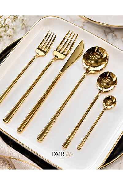Demir Çeyiz Hayal Model Titanyum Gold 72 Parça 12 Kişilik Çatal Kaşık Bıçak T...