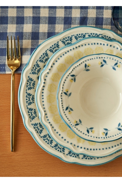 Bella Maison Mabel Stoneware 24 Parça 6 Kişilik Yemek Takımı Mavi