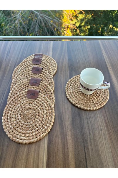 ŞAH HOME 6’lı Bardak Altlığı Naturel – Leke Tutmaz - 13cm