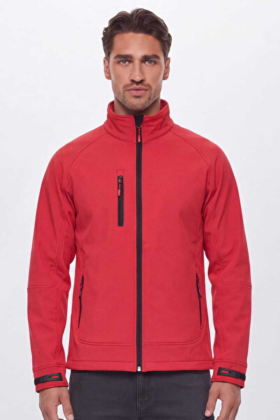 Generic Brand Men's Chitra Red Softshell Fleece Jacket with Zipper Pockets an...