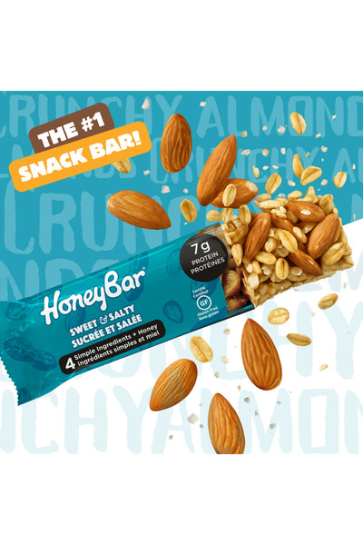 Honeybar Sweet & Salty Bars with Almonds & Sea Salt – Gluten-Free, Vegetarian, 5 x 40g