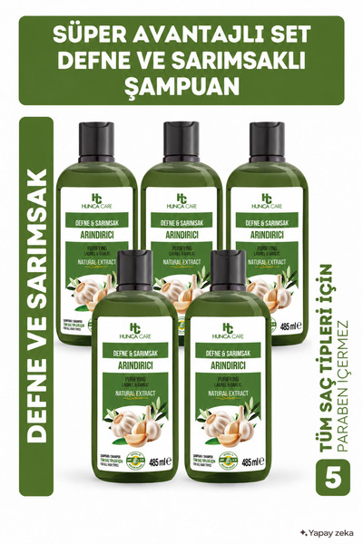 Hunca Care Defne Ve Sarımsaklı Şampuan, Saç Dökülmesine Karşı Yardımcı 485 ml...