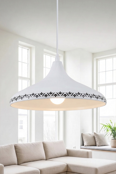Marrien Nova Tulip Modern Tekli Beyaz Metal Sarkıt (35 cm) Salon, Mutfak & Ca...