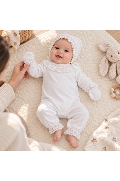 Fida Tulle Lace 3-Piece Baby Romper Set