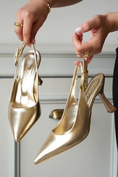 MODAADAM Women's Ovis Pointed Heeled Shoes - Gold