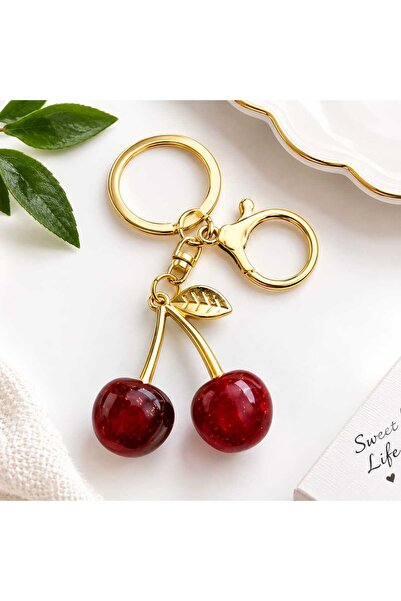 GMA KEYS Red Fruit Cherry Figured Bag Charm Accessory Ornament Auto Keychain