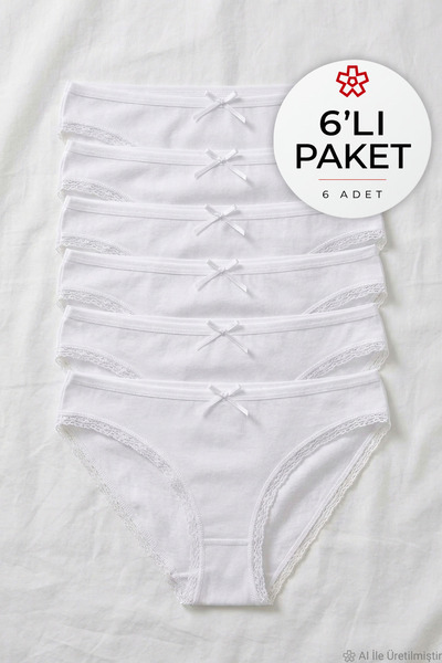 YILDIZ Lycra Lace Bikini Women's Panties White 6-Pack