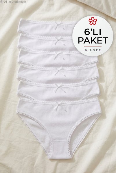 YILDIZ Modal Lace Bikini Women's Panties White 6-Pack