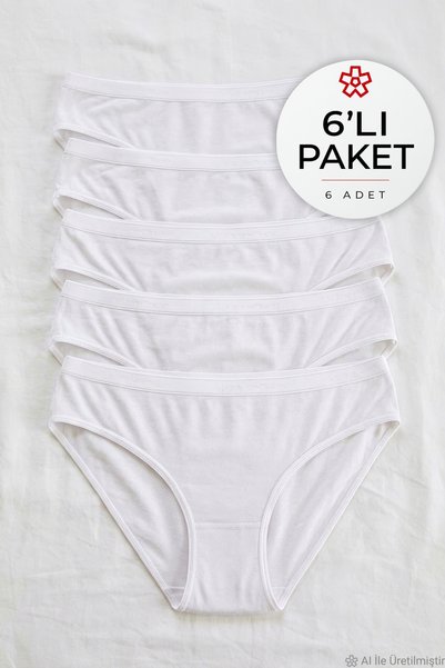 YILDIZ Bamboo Belted Bikini Women's Panties White 6-Pack