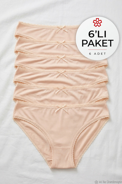 YILDIZ Bamboo Lace Bikini Women's Panties Skin Color 6 Pack