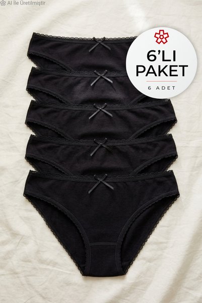 YILDIZ Modal Lace Bikini Women's Panties Black 6-Pack