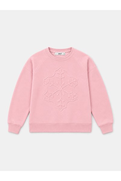 Xint Kadın Pembe Pamuklu Baskılı Sweatshirt