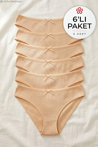 YILDIZ Lycra Camisole Women's Bikini Panties Skin Color 6 Pack