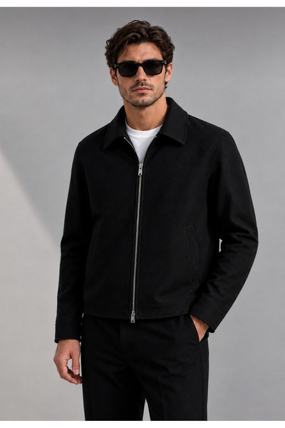 BM BALANCEMODA Jachetă pentru bărbați Old Money Black Regular Fit Viral ZR Model