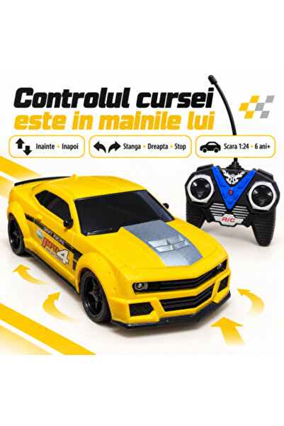 Bebelul R/C sports car yellow 1:24 scale tinted windows remote control 6 years+