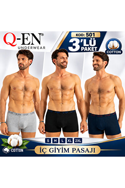 Q-EN Lenjerie intimă Pasaj 3 piese Pachet economic Boxer