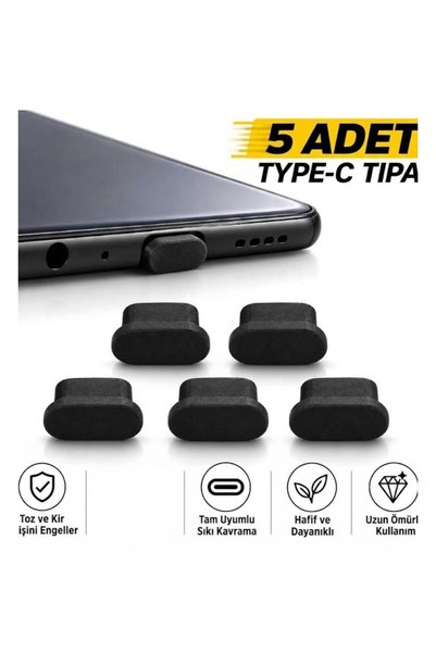 emrebilisim Premium Type-C Toz Tapası Seti - Telefon Şarj Girişi Koruyucu Esn...