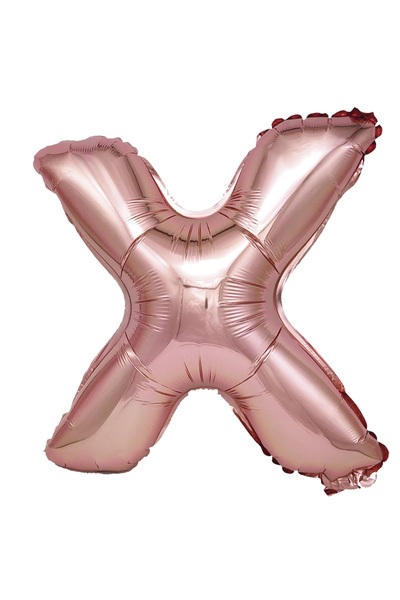 SDX Market Balon folie metalică auriu-roz, Mirific Party, Litera X, 40 cm, Co...