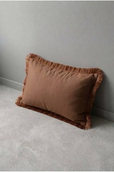 Alseko Concept Brown Background, Brown Tassels 30X50Cm 1 Piece Rectangular Throw Pillow Cover