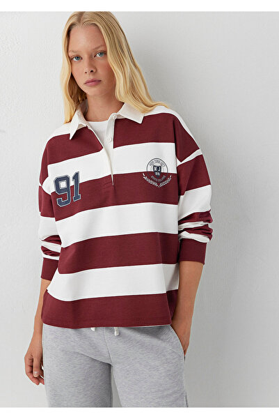 Mavi Baskılı Kırmızı Sweatshirt 1S20017-A6891