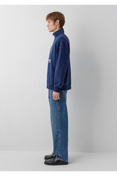 Mavi MJ Baskılı Dik Yaka Lacivert Sweatshirt 0S10686-82318