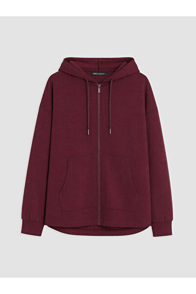 LC Waikiki Mürdüm Soft Touch Women's Zippered Sweatshirt