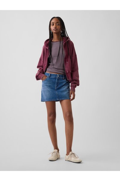 GAP Kadın Mavi Denim Mini Etek