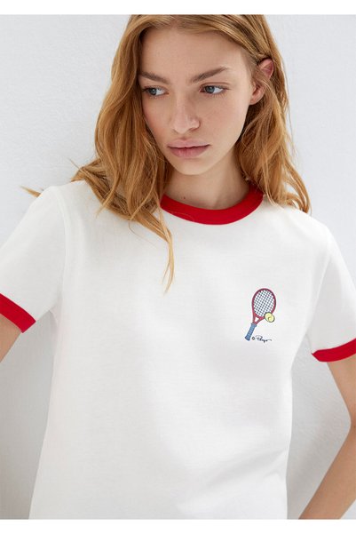 Mavi Smurfs Printed Ecru T-Shirt Regular Fit / Normal Cut 1614041-70057