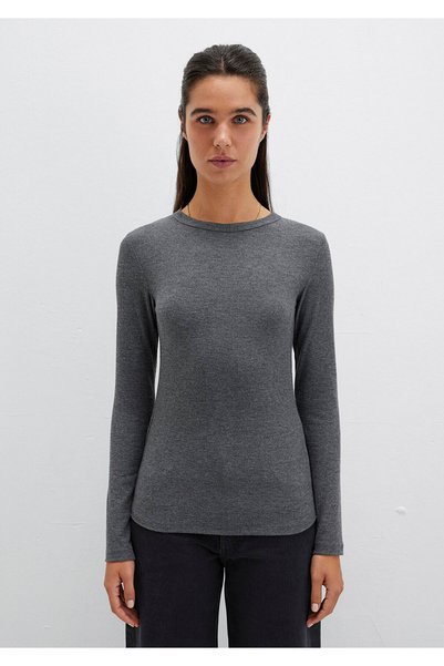 Mavi Tricou de bază antracit cu mânecă lungă, potrivită / potrivită pe corp 1612817 -83096