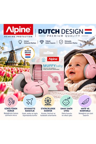 Alpine Muffy Baby Bebek Kulak Koruyucu Kulaklık – Gürültü Önleyici Kulak Tıkacı Etkili Koruma – 0-36 Ay Bebek Kulaklığı