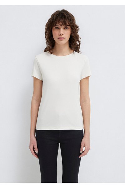 Mavi (Tencel) ™ ) Modal Blended White Basic T-Shirt Slim Fit / Narrow Cut 1612904-80194