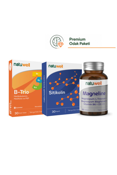 Natuwell B-Trio 30 Dilaltı Tablet ve Sitikolin 250 Mg 30 Kapsül ve Magneline ...