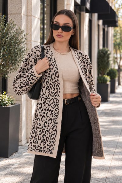 ŞİMAL Kadın Önü Açık Leopar Desen Hırka 255460 - 265325