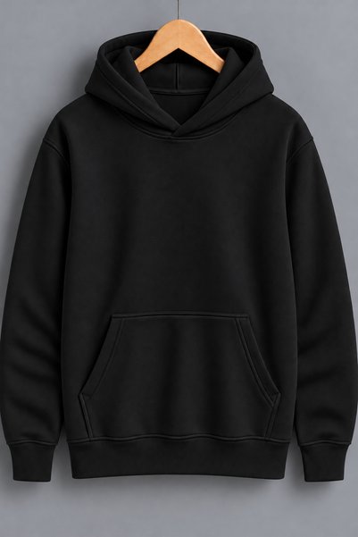 CALİBRA Unisex Basic Black Sweatshirt Hoodie