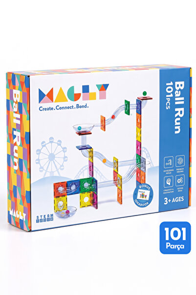 Magly Ball Run Parkur Oyunu – Çocuklar İçin Renkli 3 Boyutlu 101 Parça Yapı S...