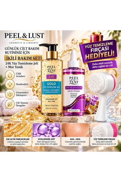 peel & lust - cosmetic & lingerie - 24K Gold Particles Facial Wash Gel and Pore Tightening Purple Tonic >> |   2 Pack | <<
