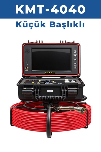 KMT-4040 (Cihaz + Küçük Başlık) Profesyonel 40 Metre Kanal Görüntüleme Kamerası – 9 İnç IPS Ekran, Metraj Sayacı ve Ekran Kaydı
