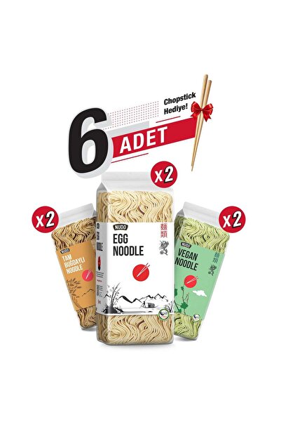 Nudo 6’lı Karma Paket (Egg Noodle, Vegan Noodle, Tam Buğdaylı Noodle) + Bambu...