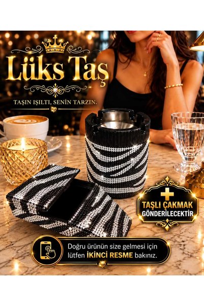 Lüks Taş Taşli Sigara Kutusu ve Küllük (Uzun Slim)