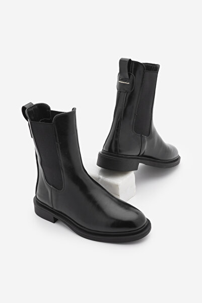 Marjin Women's Elastic Casual Chelsea Boots Sebon Black
