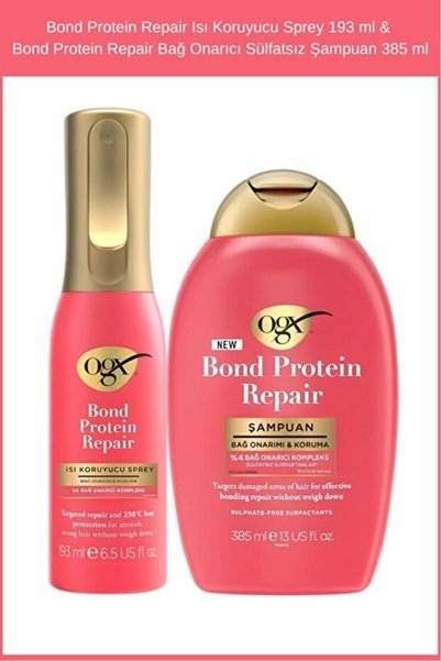 OGX Bond Protein Repair Isı Koruyucu Sprey 193 ml & Bond Protein Repair Bağ O...