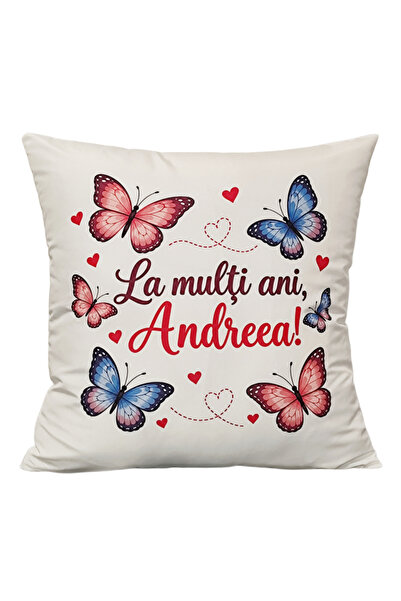 OEM Pernă Personalizată ,,La mulți ani, Andreea!'' Cadou Aniversar, 40x40 cm