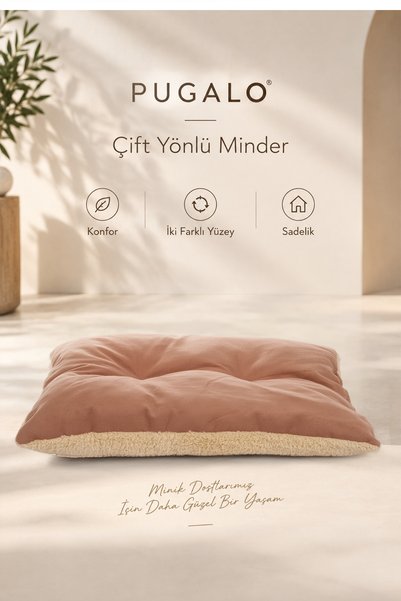PUGALO Pillow Çift Taraflı Kedi Köpek Yatağı Minderi, Peluş ve Kumaş Yüzey